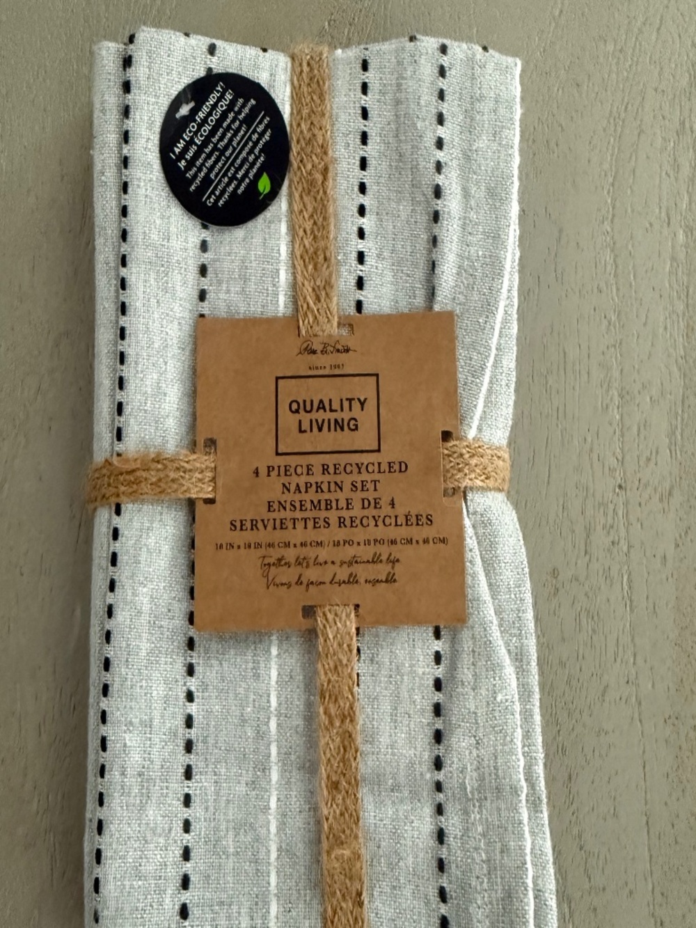 Quality Living Eco Friendly 4-Pc Napkin Set; NWT